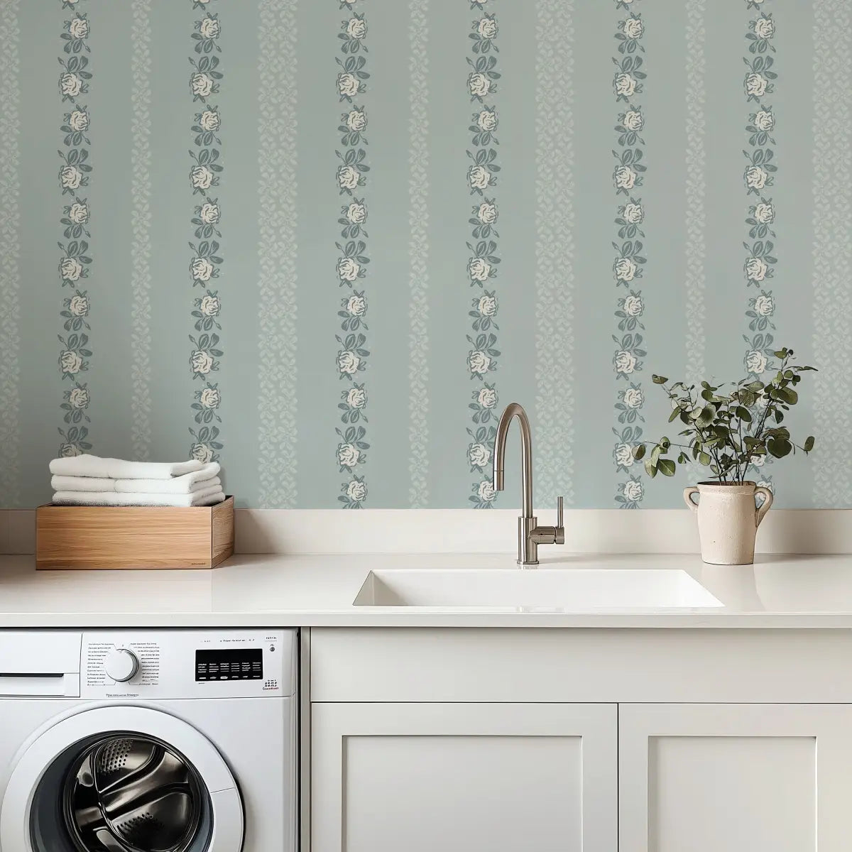 Evanthe Wallpaper - Sweetest Floral Stripe - by WabiSabi Pattern Studio - Loomwell Home Goods