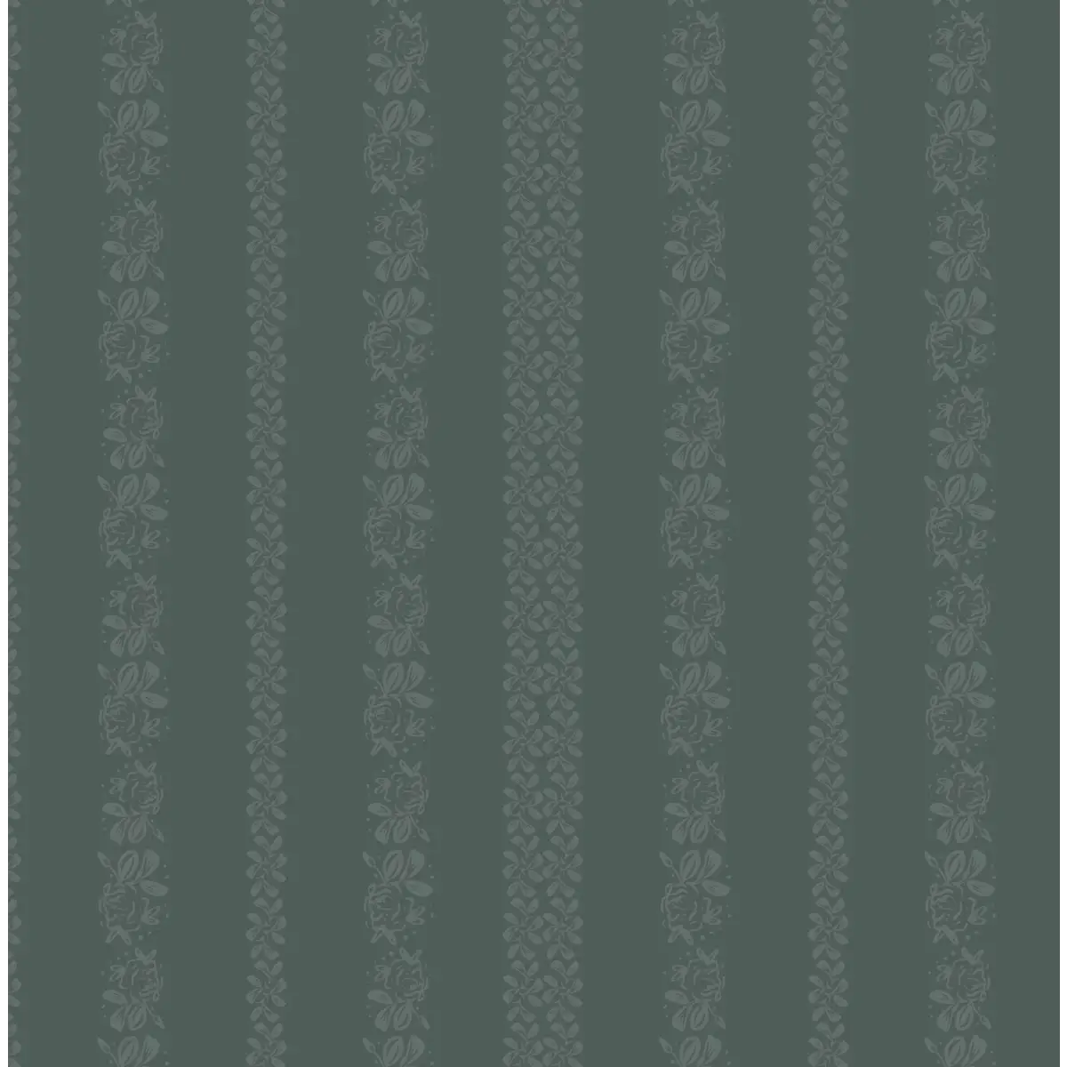 Evanthe Wallpaper - Sweetest Floral Stripe - by WabiSabi Pattern Studio - Sample 1 foot by 1 foot / Dark Teal