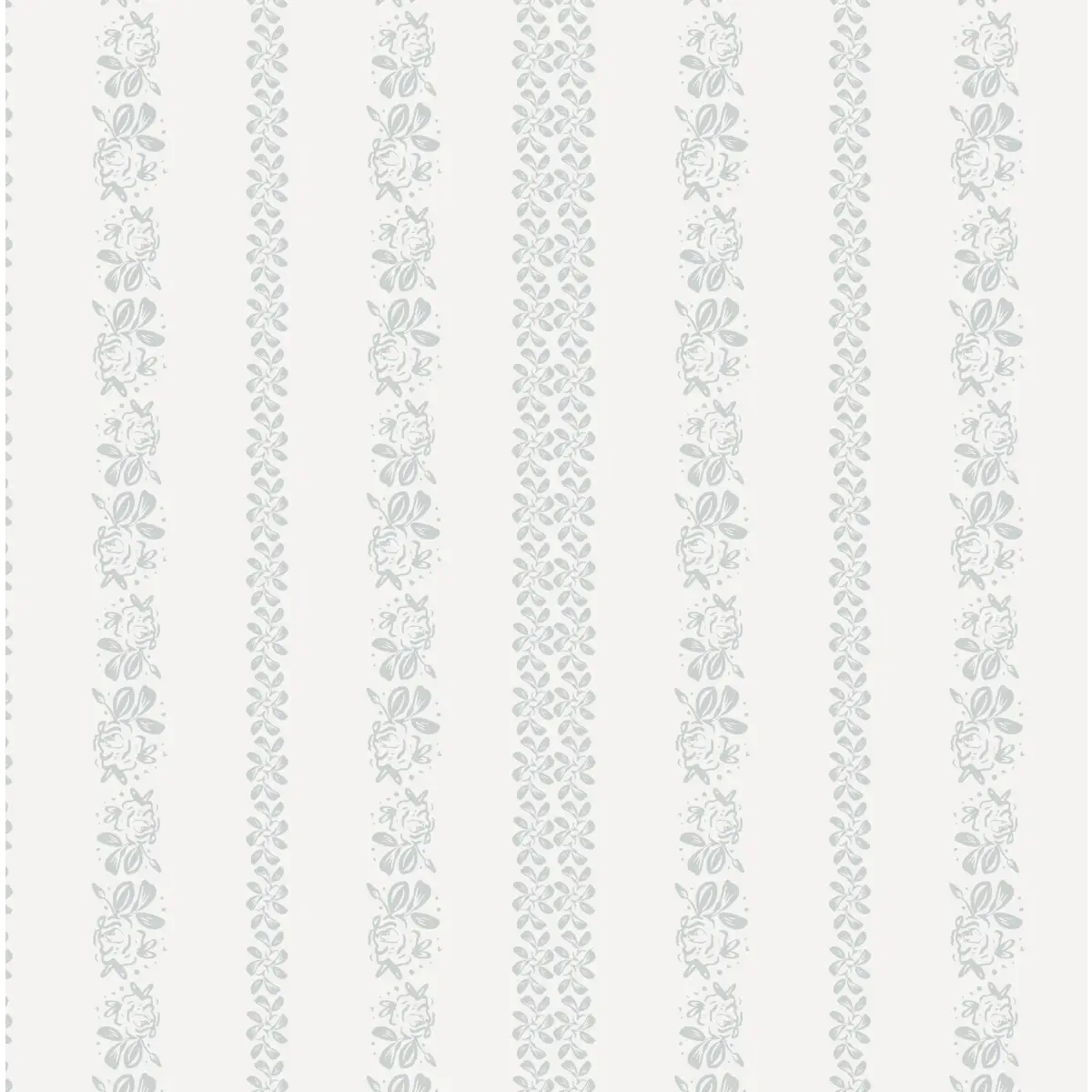 Evanthe Wallpaper - Sweetest Floral Stripe - by WabiSabi Pattern Studio - Sample 1 foot by 1 foot / Light Blue