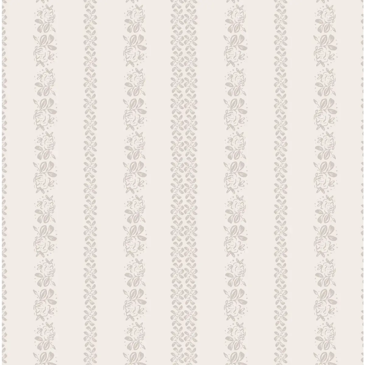 Evanthe Wallpaper - Sweetest Floral Stripe - by WabiSabi Pattern Studio - Sample 1 foot by 1 foot / Neutral - Loomwell