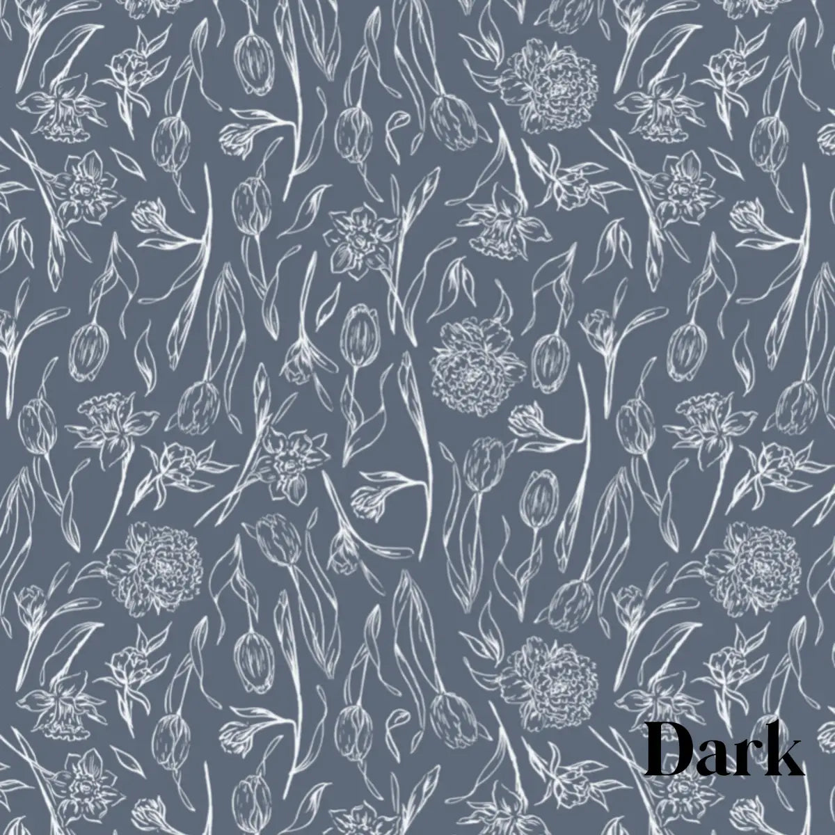 Eve Wallpaper - Pastel Tulips and Daffodils - by Melissa Johnson Design - Sample 1 foot by 1 foot / Dark - Loomwell