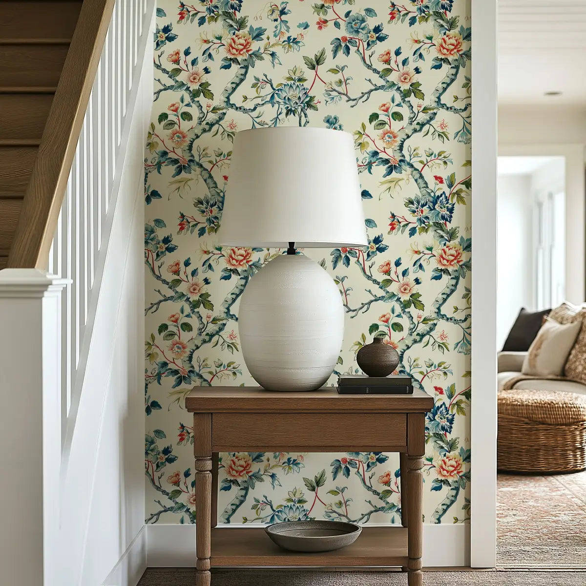 Eveline Wallpaper - Traditional Flower Branches - Loomwell Home Goods