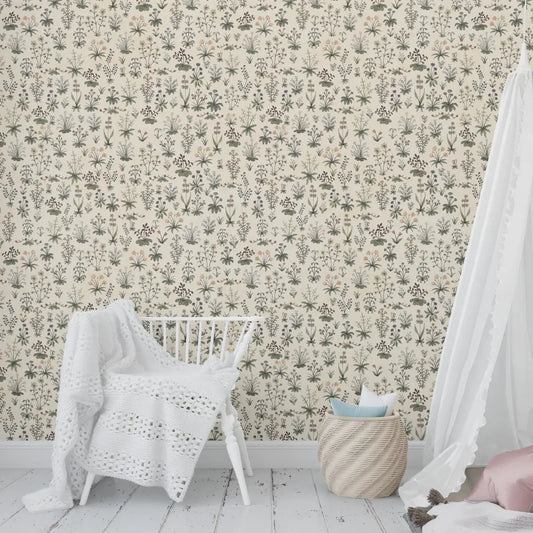 Evelyn Wallpaper - Little Flower Sprigs - by Karin Beatrice Levin - Loomwell Home Goods