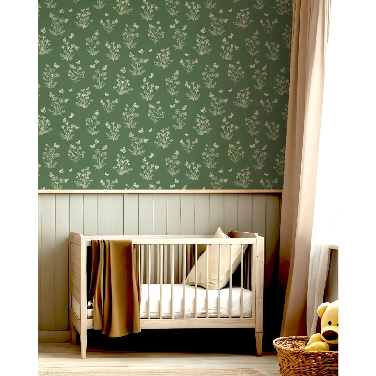 Ever Wallpaper - Poppies and Butterflies - by Anna Black Creative - Loomwell Home Goods