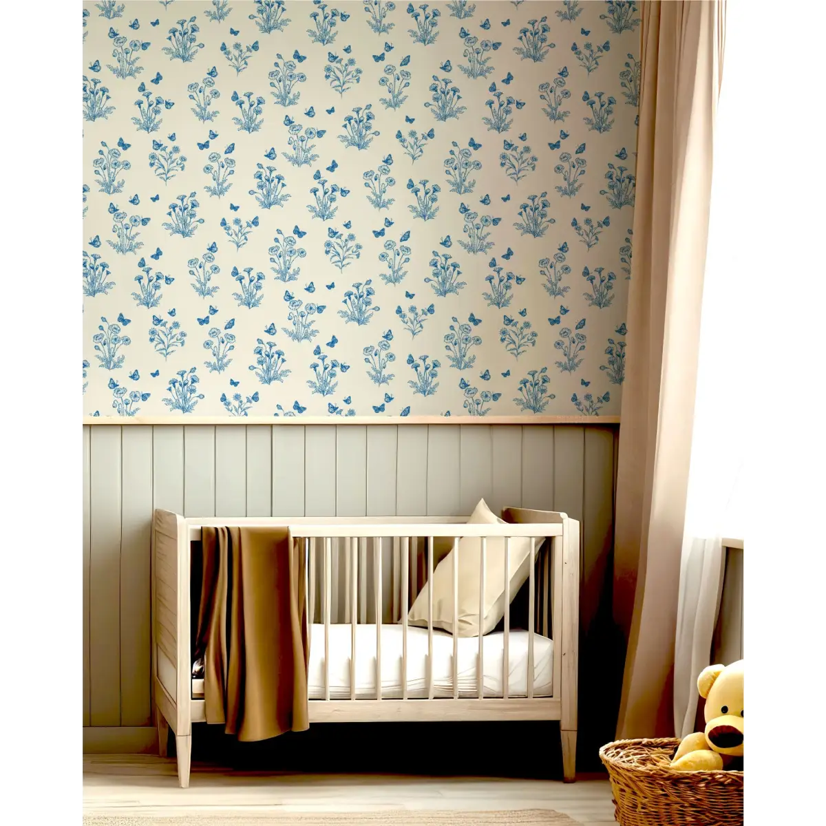 Ever Wallpaper - Poppies and Butterflies - by Anna Black Creative - Loomwell Home Goods