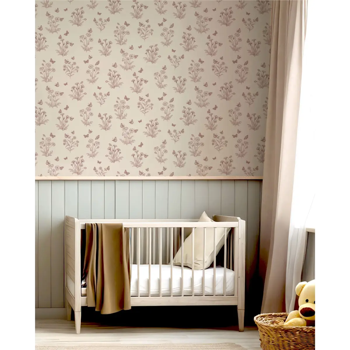 Ever Wallpaper - Poppies and Butterflies - by Anna Black Creative - Loomwell Home Goods