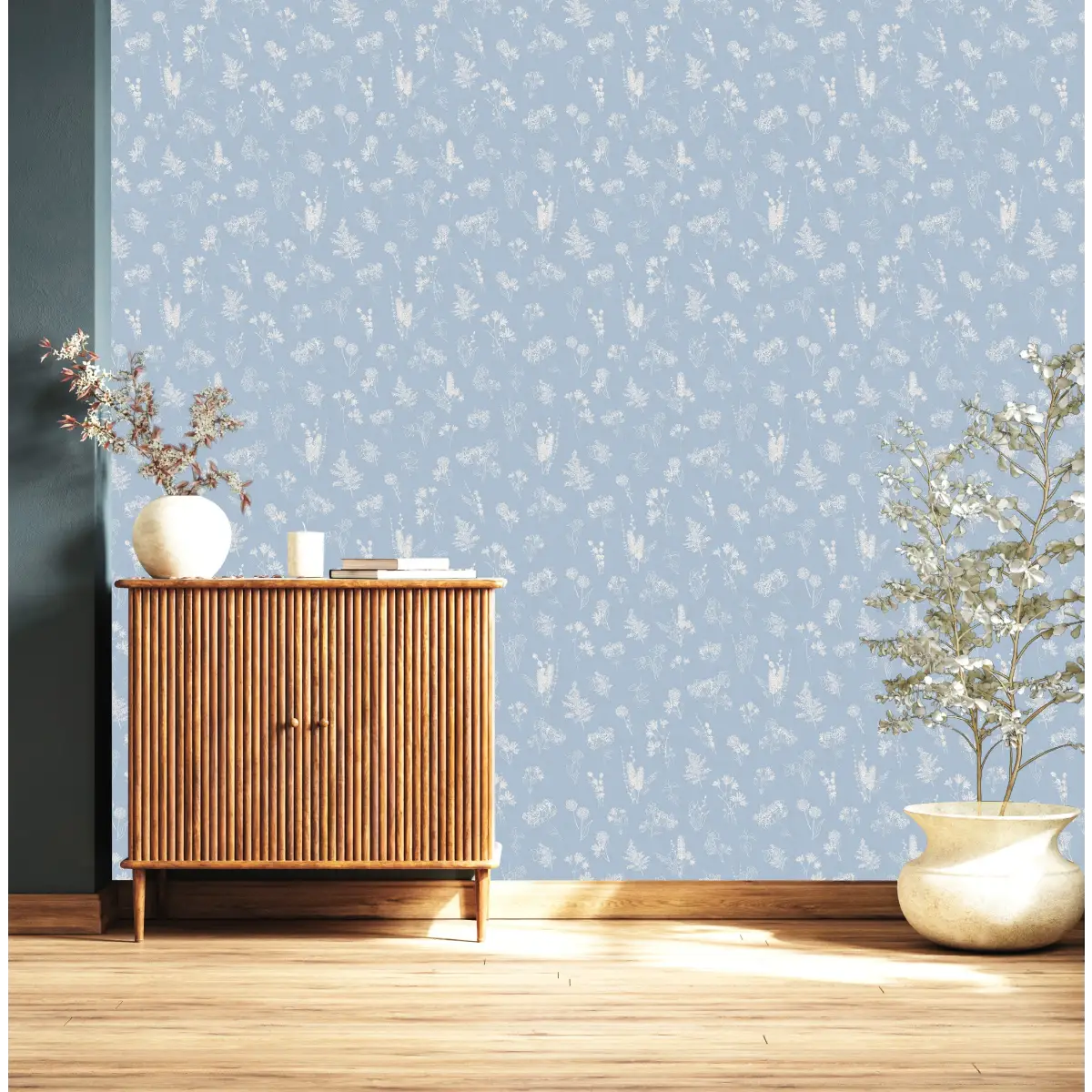 Everette Wallpaper - Neutral Flower Sketches - by Hannah Langford Design - Loomwell Home Goods