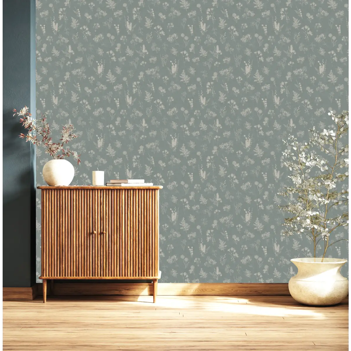 Everette Wallpaper - Neutral Flower Sketches - by Hannah Langford Design - Loomwell Home Goods