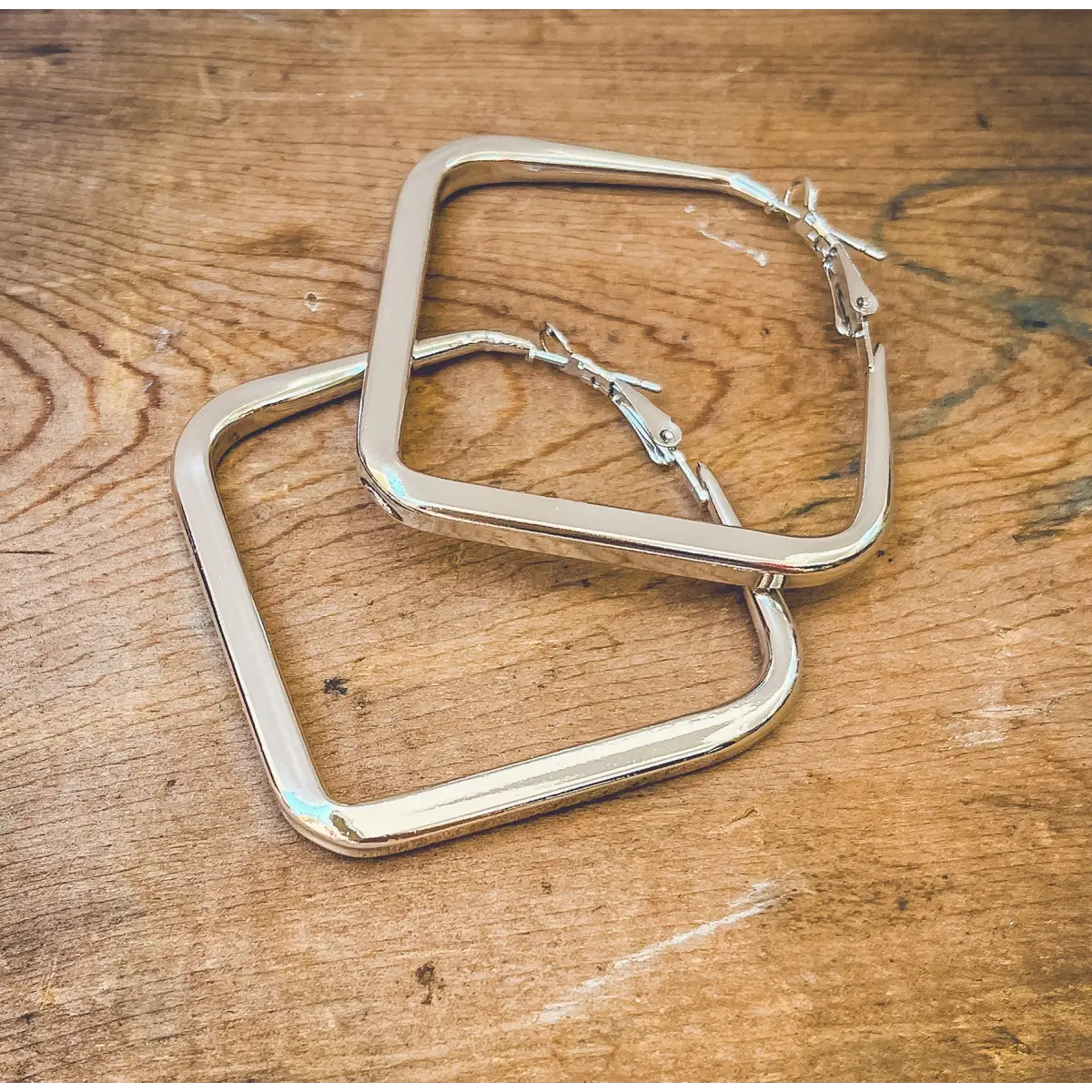 Everyday Square Hoop Earrings - Gold or Silver - Rooted Home Goods