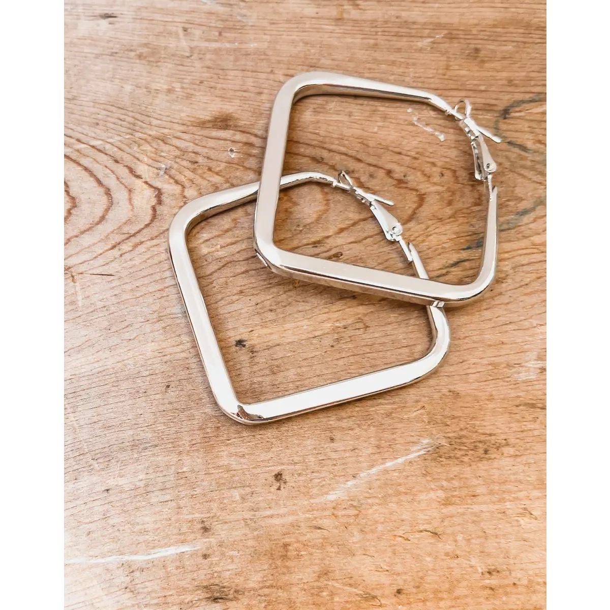 Everyday Square Hoop Earrings - Gold or Silver - Silver - Rooted Home Goods