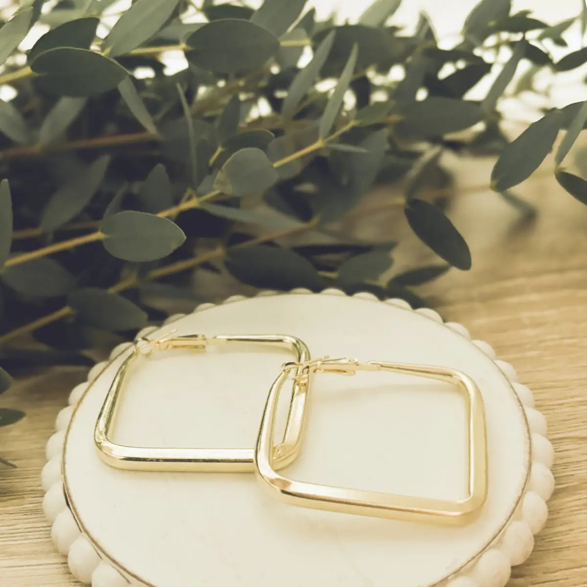 Everyday Square Hoop Earrings - Gold or Silver - Rooted Home Goods