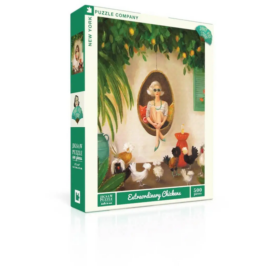 Extraordinary Chickens - 500 Piece Jigsaw Puzzle - Janet Hill - New York Puzzle Company