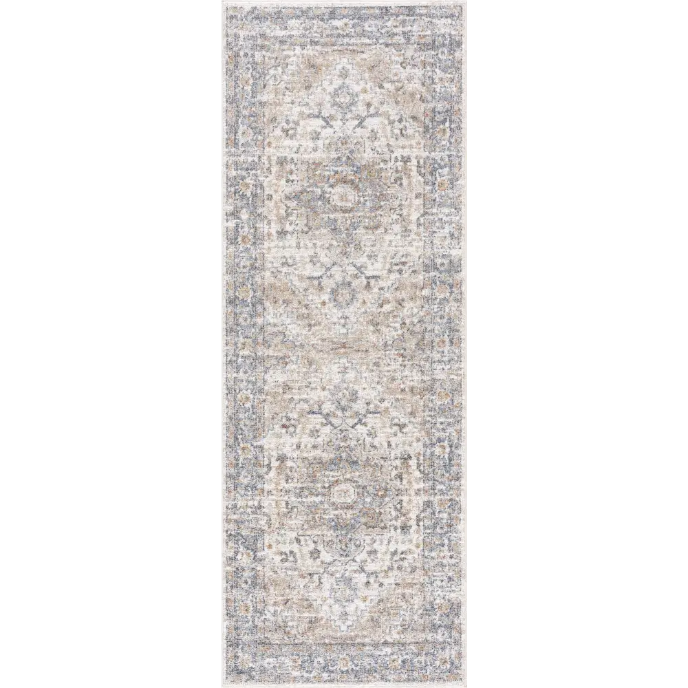 Ezri Cream Washable Area Rug - 2’7’’ x 7’3’’ Runner - Boutique Rugs