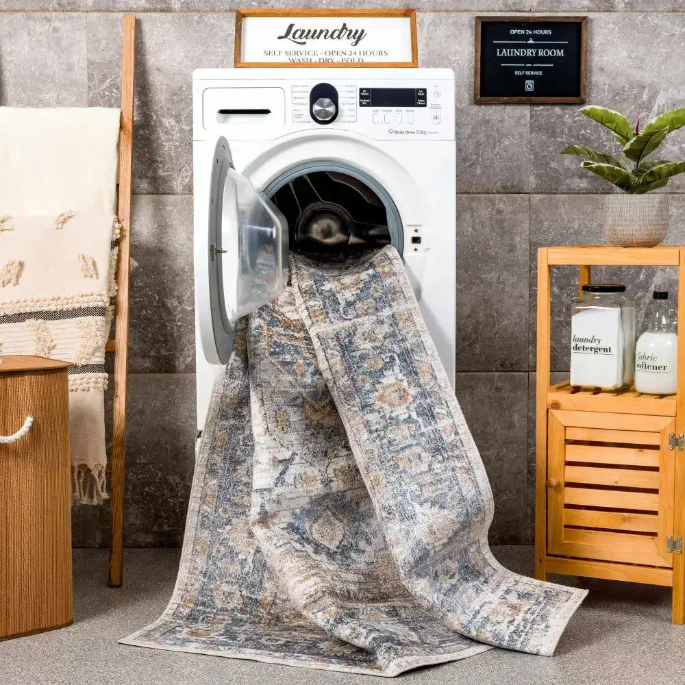 Ezri Cream Washable Area Rug - Boutique Rugs