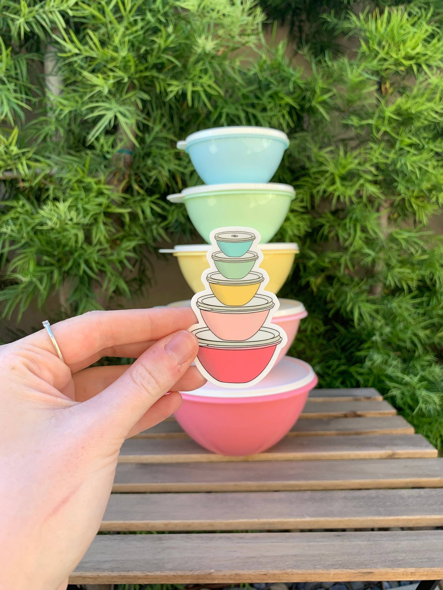 Vintage Pastel Tupperware Wonderlier Bowls Magnet