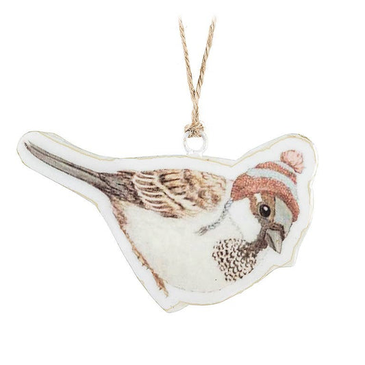 Bird in Winter Hat Ornament - 4.5’’L - Abbott