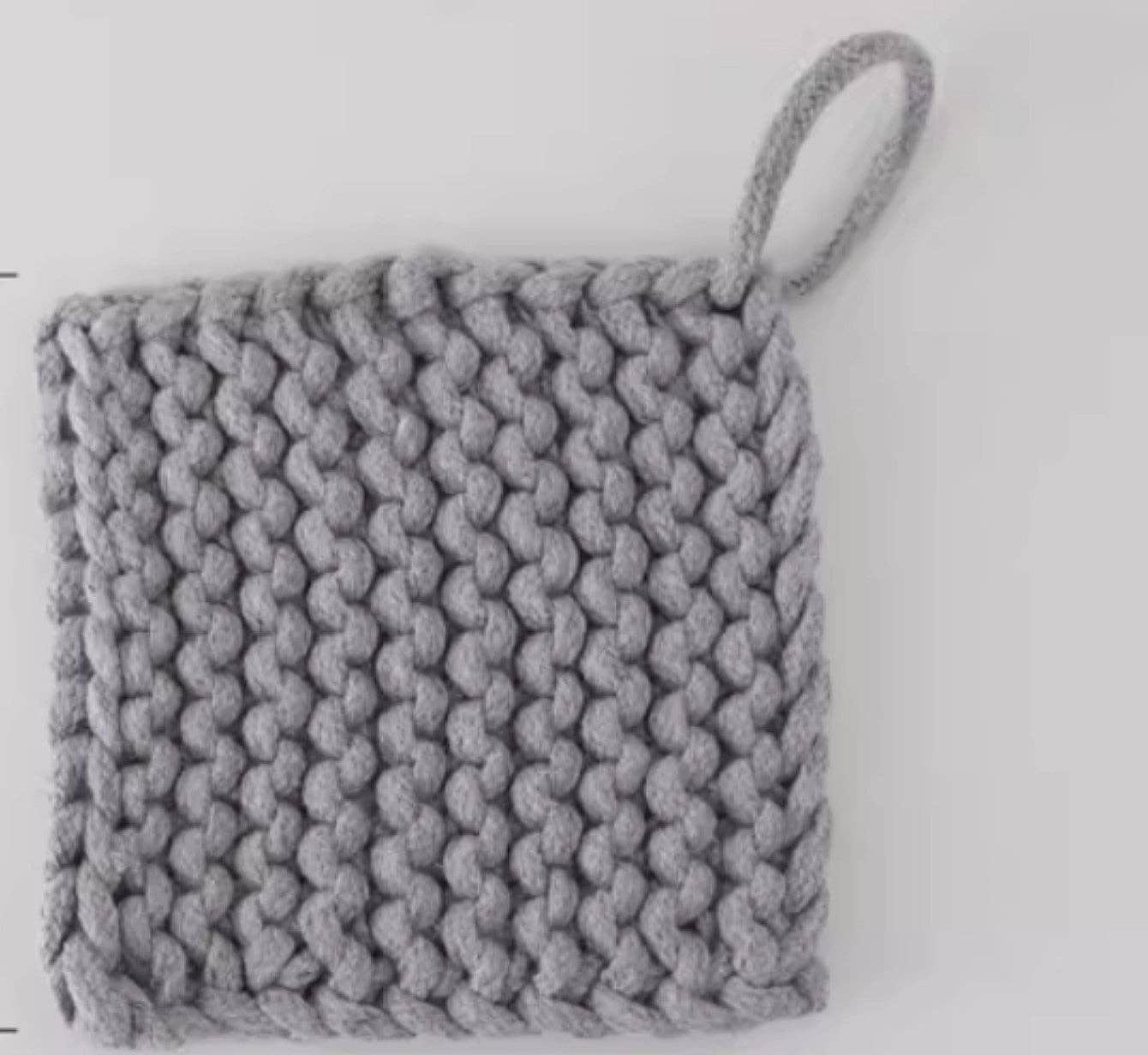 Cotton Crocheted Pot Holder - Grey Small