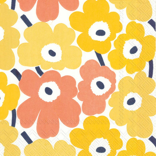 Servilletas de cóctel de papel Marimekko 20 quilates Mini Unikot amarillo