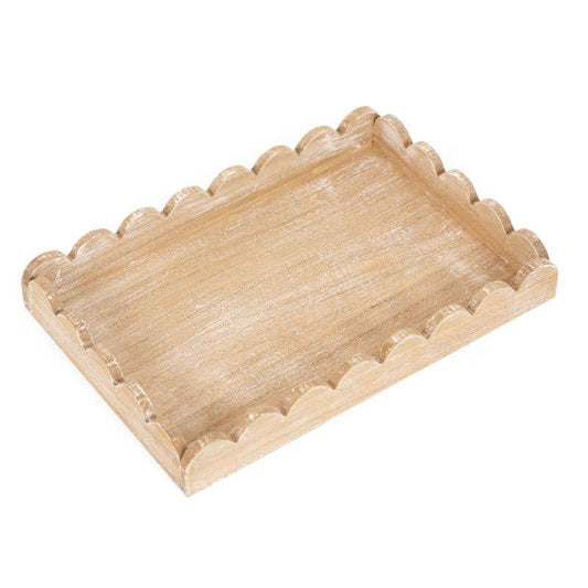 Wood Scallop Tray, 13x9x2