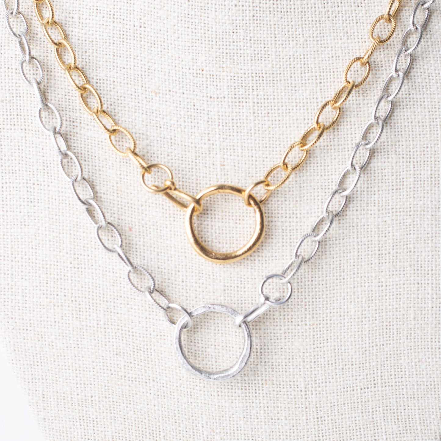 Circle Charm Necklace - Gold Silver