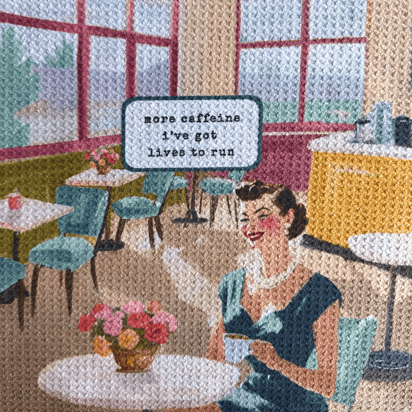 Funny Vintage Floral Kitchen Towel - Parenting - More Caffeine - Urban Smirk