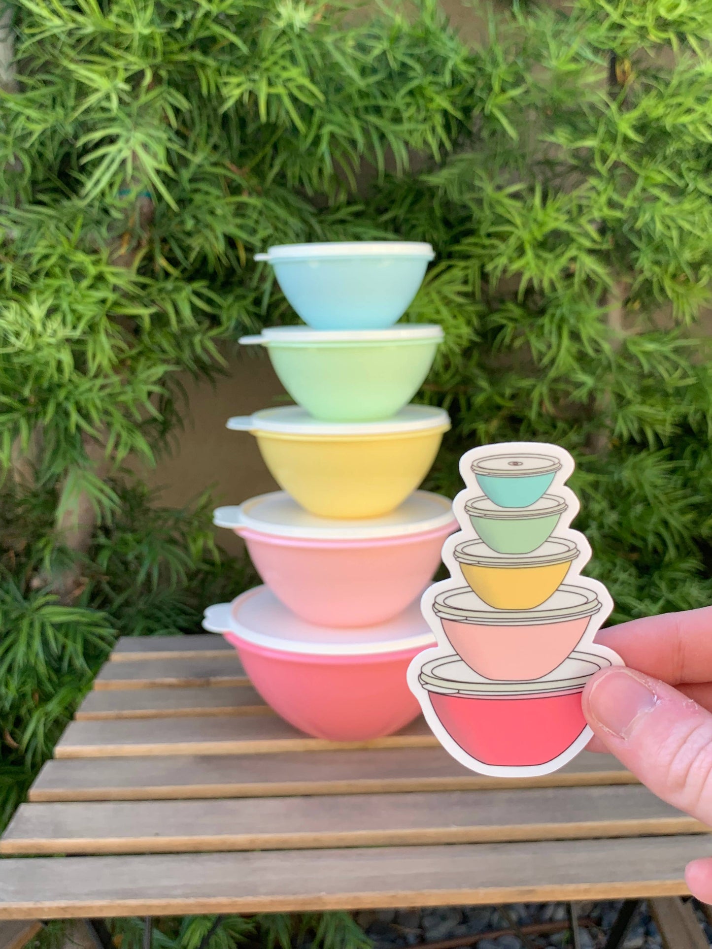 Vintage Pastel Tupperware Wonderlier Bowls Magnet