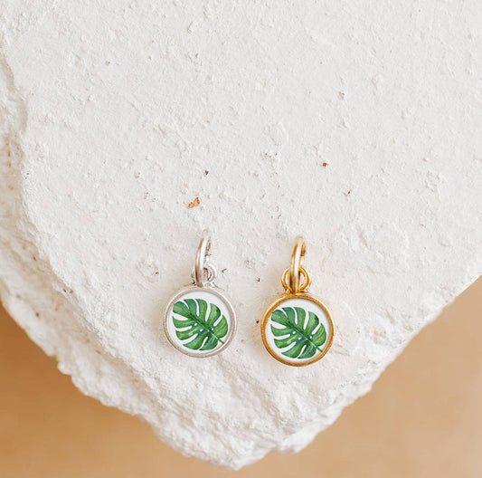 Monstera Plant Charm or Pendant - Gold Silver