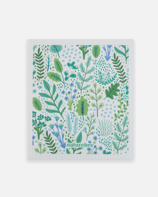 Swedish Dishcloth - Green Floral Sponge Cloth