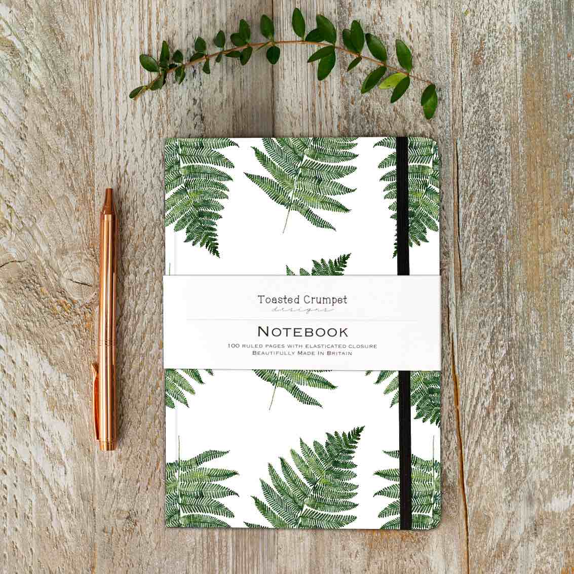 Lined Notebook Journal - Woodland Fern - Toasted Crumpet