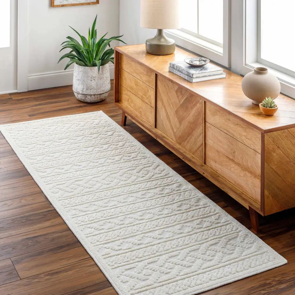 Fadey White Textured Washable Rug - Boutique Rugs