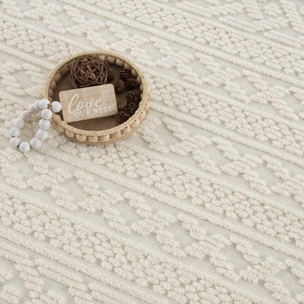 Fadey White Textured Washable Rug - Boutique Rugs