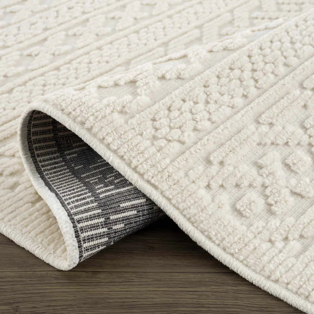 Fadey White Textured Washable Rug - Boutique Rugs