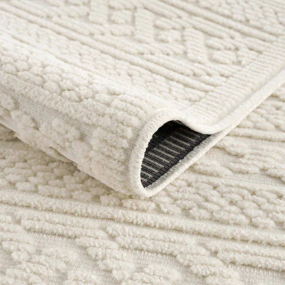 Fadey White Textured Washable Rug - Boutique Rugs