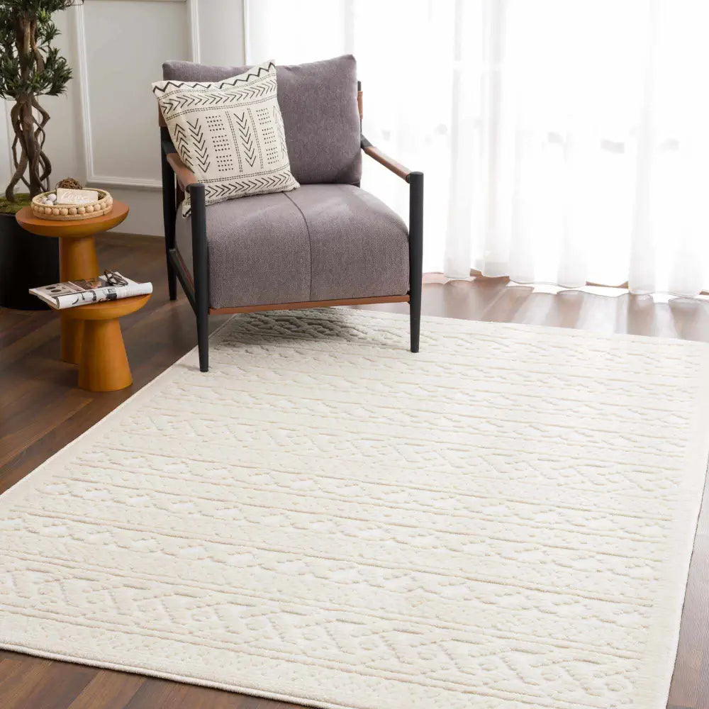 Fadey White Textured Washable Rug - Boutique Rugs