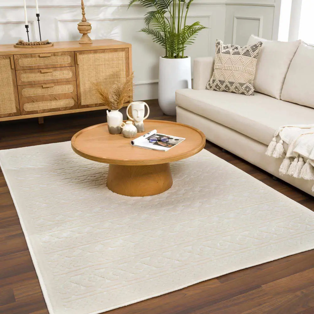 Fadey White Textured Washable Rug - Boutique Rugs