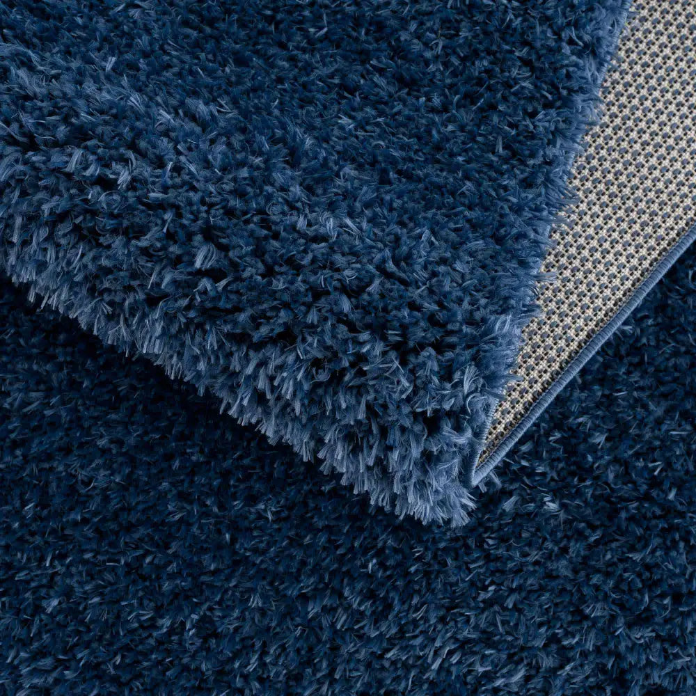 Faina Solid Dark Blue Shag Rug Washable - Boutique Rugs