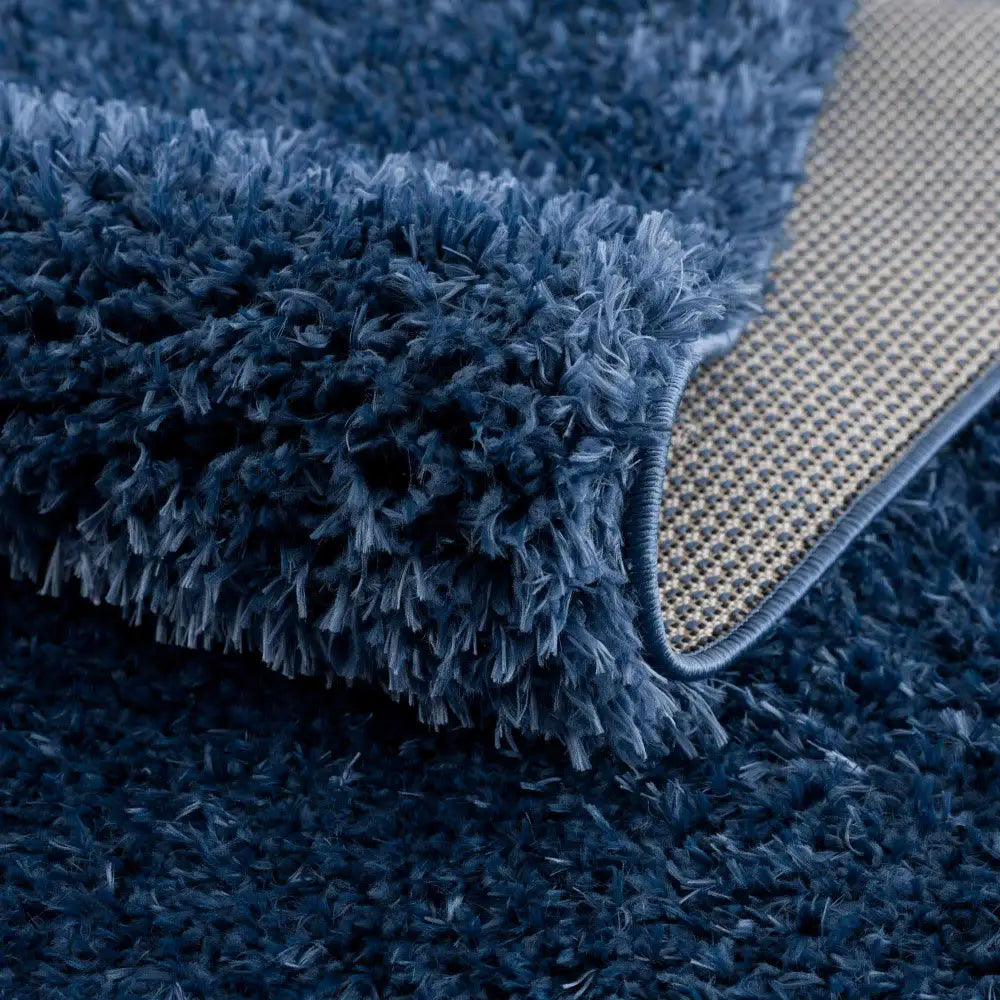 Faina Solid Dark Blue Shag Rug Washable - Boutique Rugs