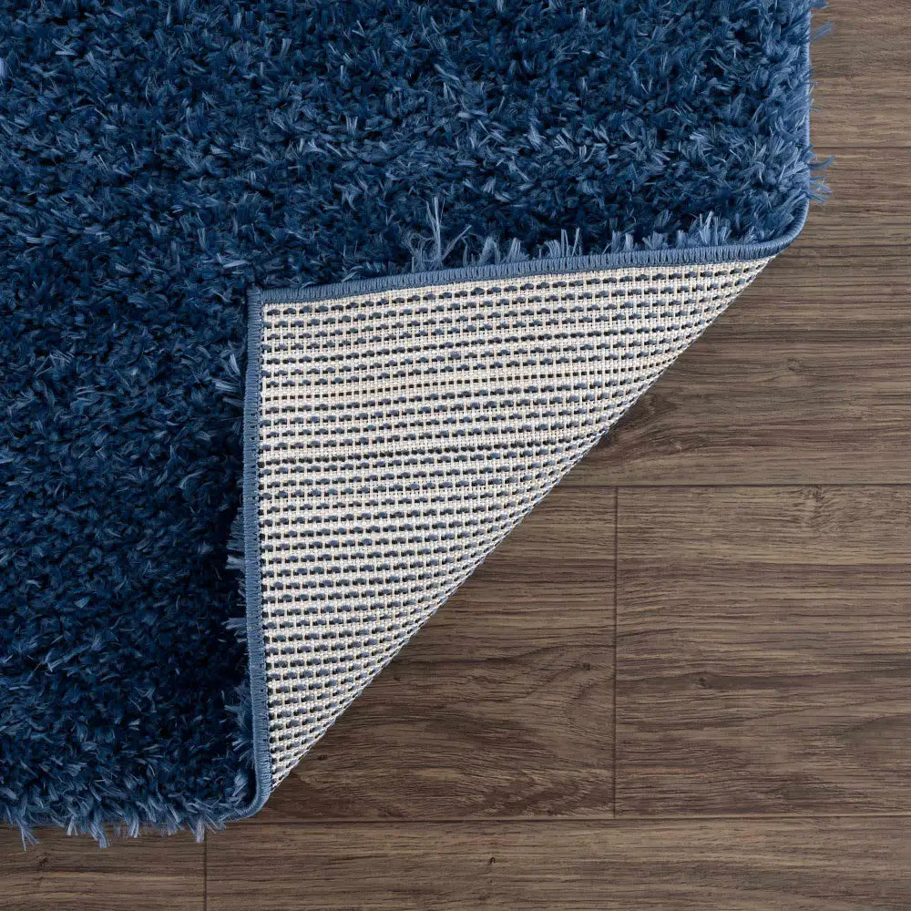 Faina Solid Dark Blue Shag Rug Washable - Boutique Rugs