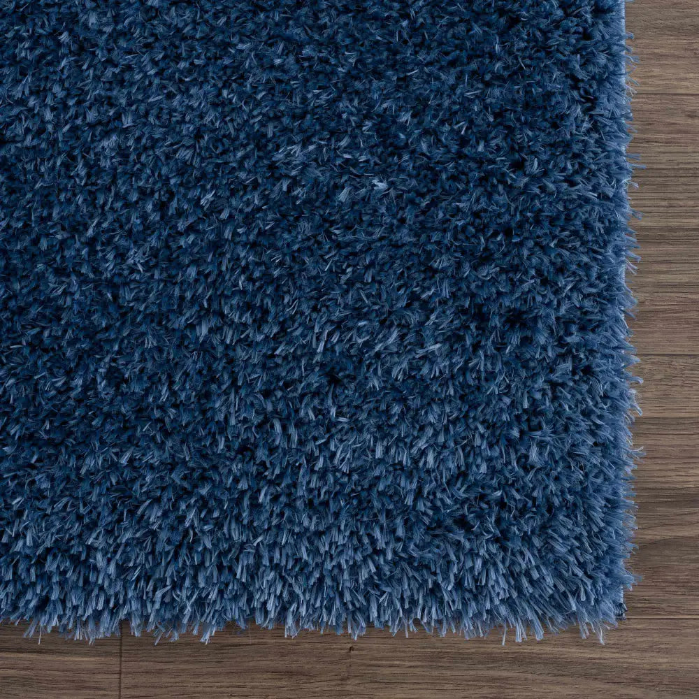 Faina Solid Dark Blue Shag Rug Washable - Boutique Rugs