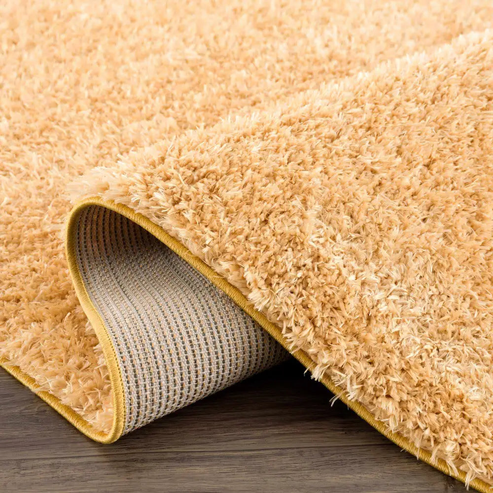 Faina Solid Gold Shag Rug Washable - Boutique Rugs