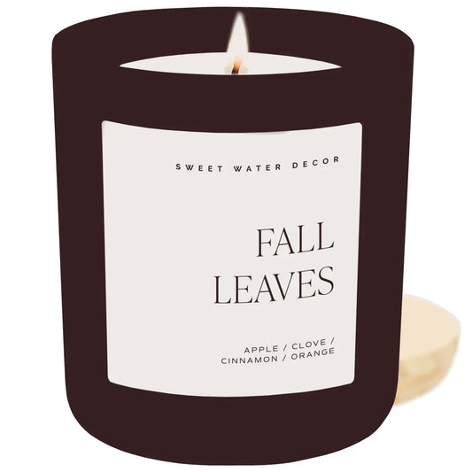 Fall Leaves Soy Candle - Brown Matte Jar - 15 oz - Sweet Water Decor