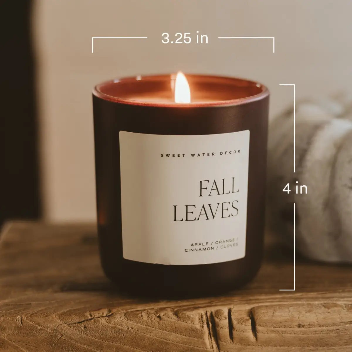 Fall Leaves Soy Candle - Brown Matte Jar - 15 oz - Sweet Water Decor