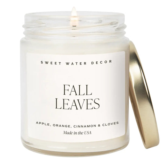 Fall Leaves Soy Candle - Clear Jar - 9 oz - Sweet Water Decor