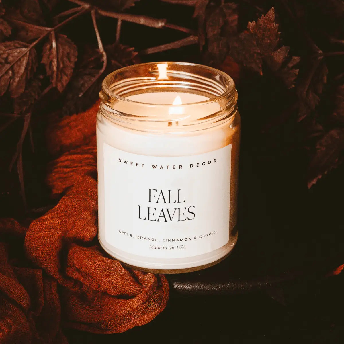 Fall Leaves Soy Candle - Clear Jar - 9 oz - Sweet Water Decor