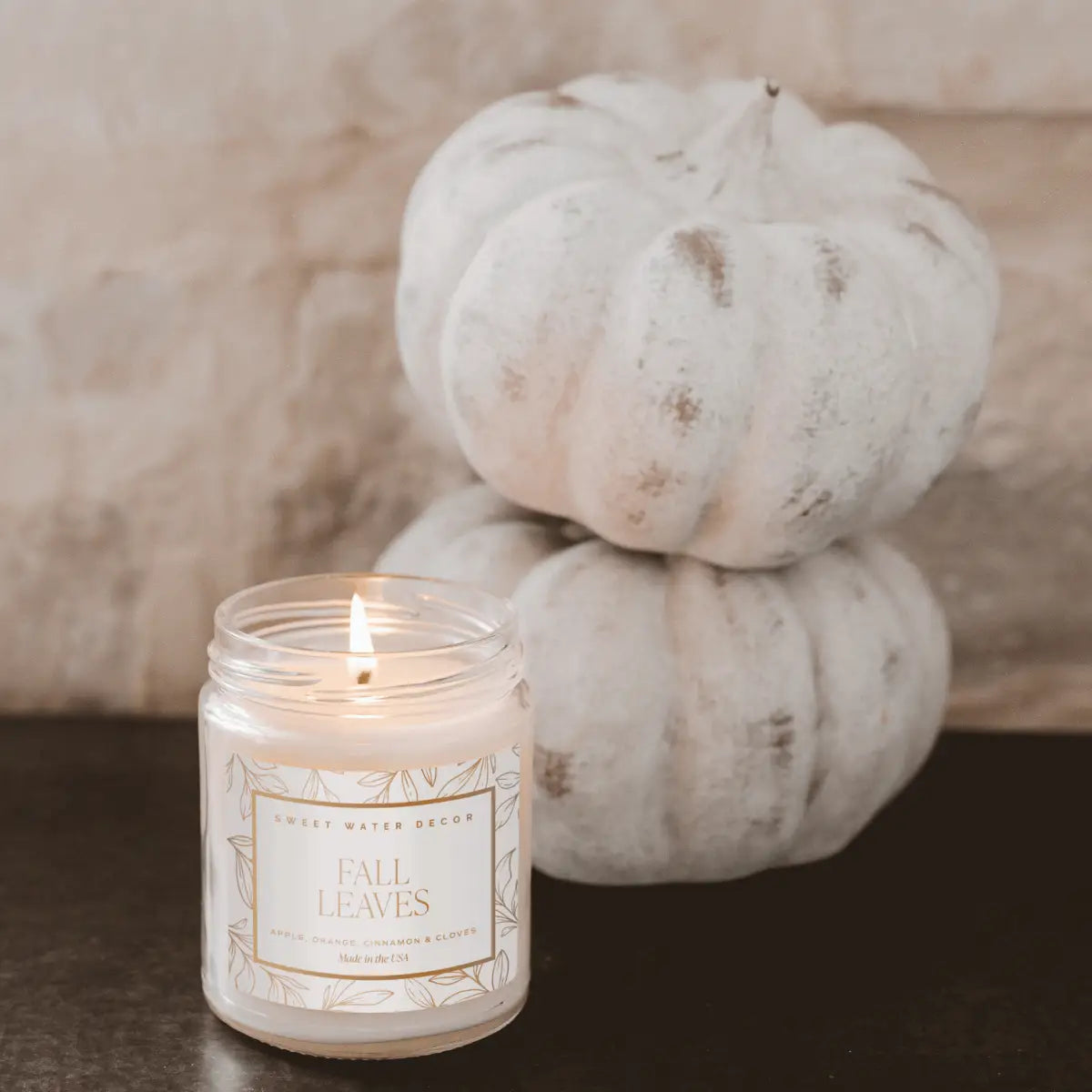 Fall Leaves Soy Candle - Patterned 9 oz - Clear Jar - Sweet Water Decor