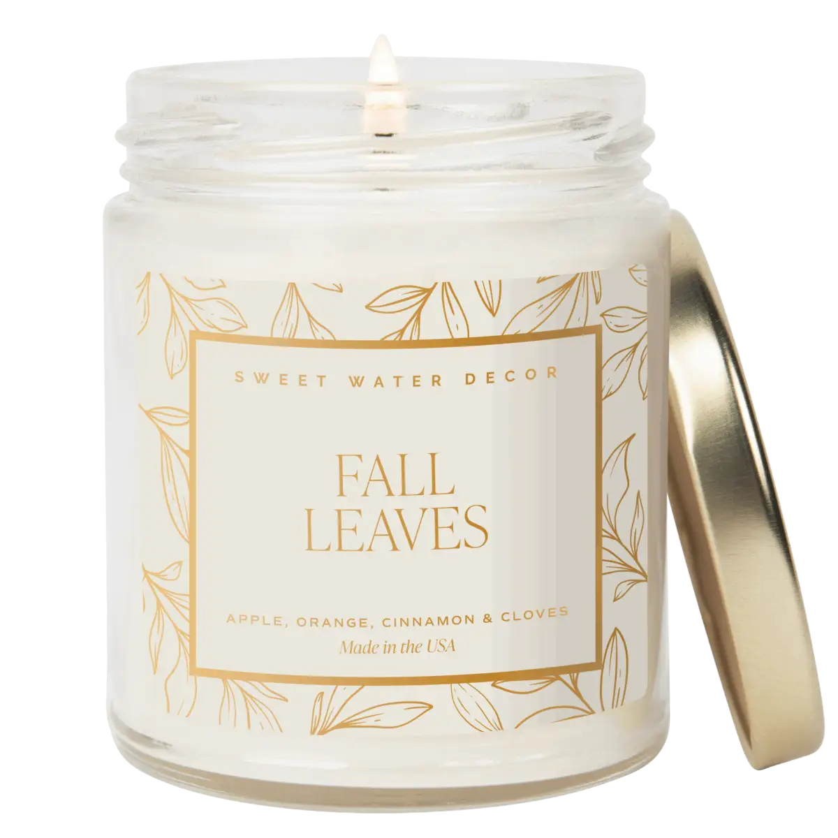 Fall Leaves Soy Candle - Patterned 9 oz - Clear Jar - Sweet Water Decor