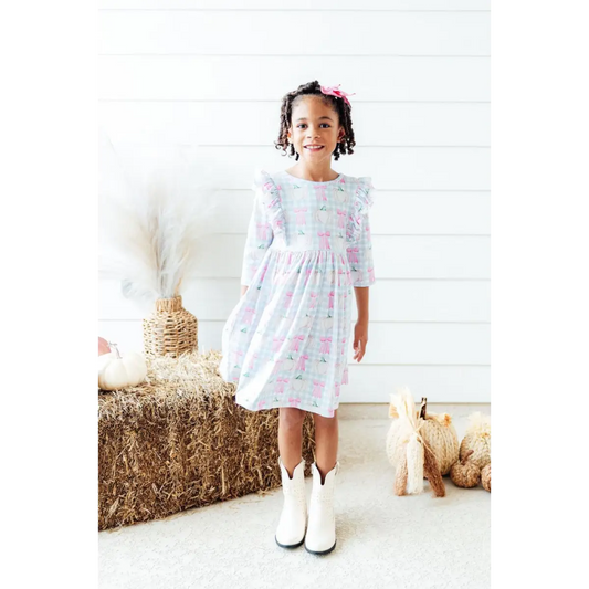 Fall Pastel Pumpkin Picnic Ruffle Twirl Dress - Mila & Rose ®