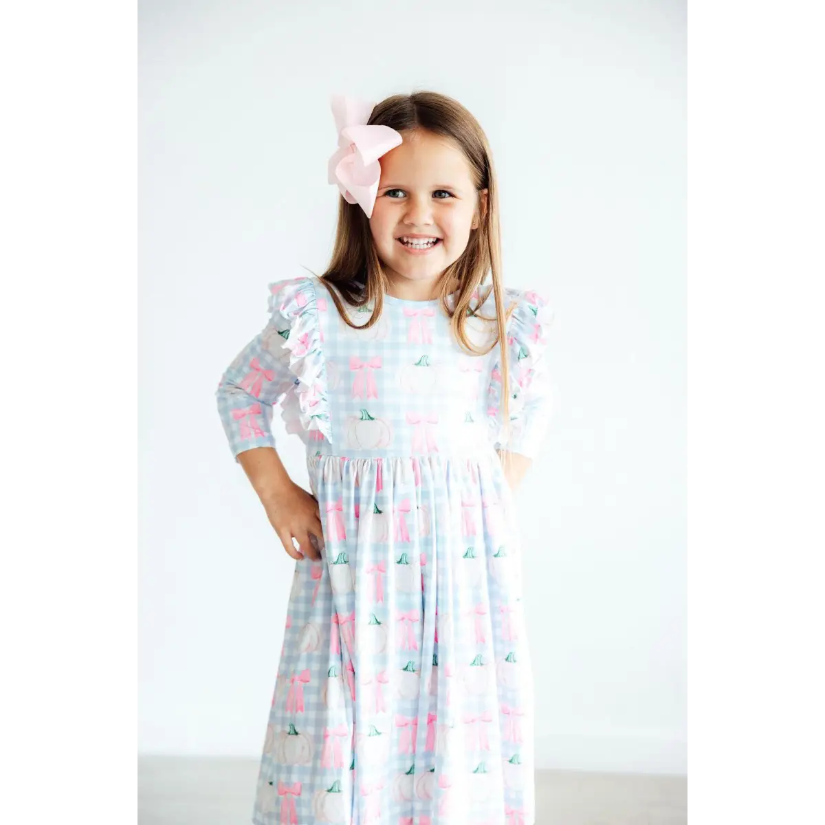 Fall Pastel Pumpkin Picnic Ruffle Twirl Dress - Mila & Rose ®