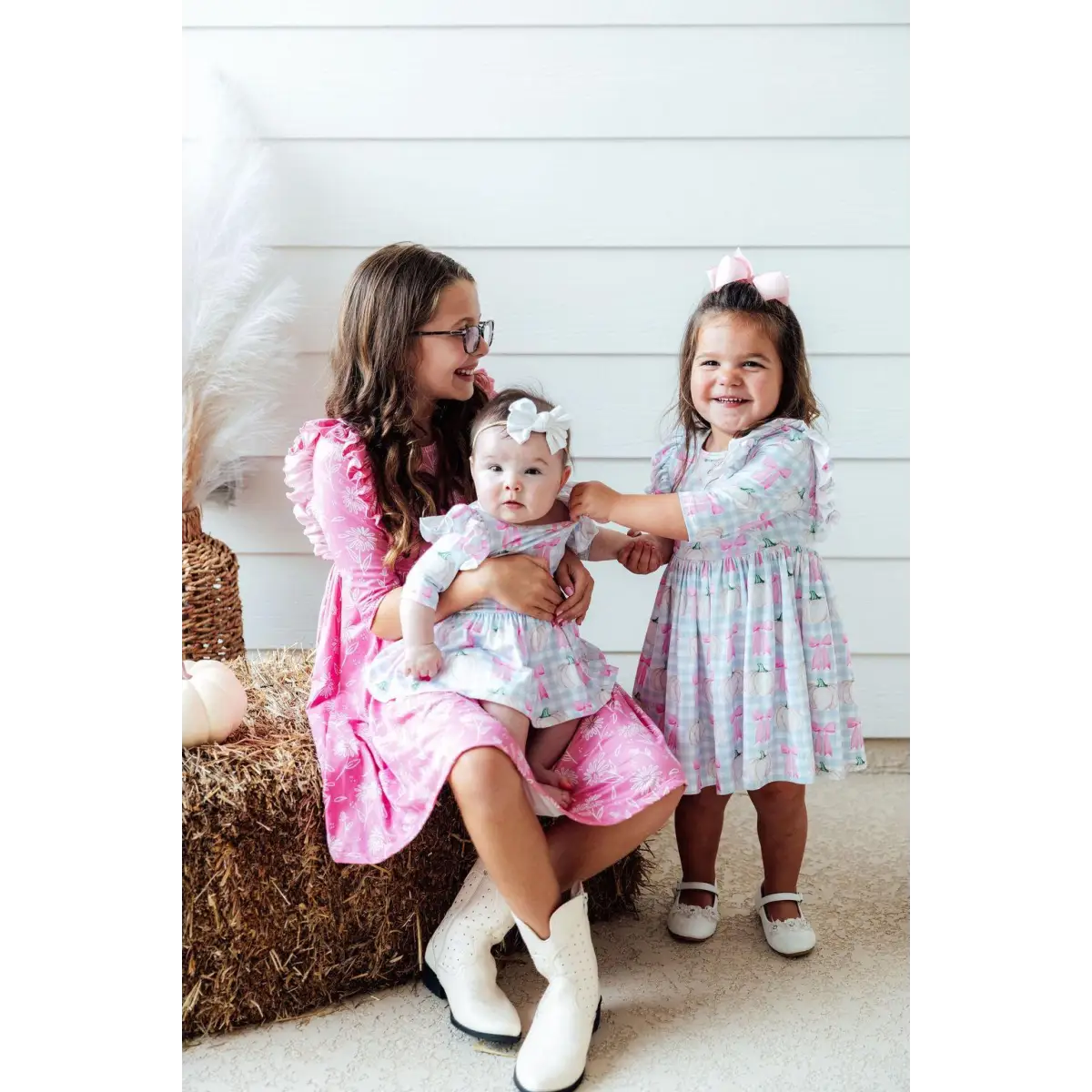 Fall Pastel Pumpkin Picnic Ruffle Twirl Dress - Mila & Rose ®