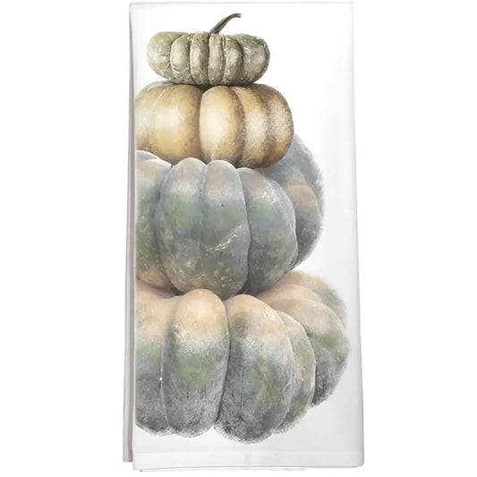 Fall Tea Towel - Stacked Pumpkins - Mary Lake-Thompson Ltd.